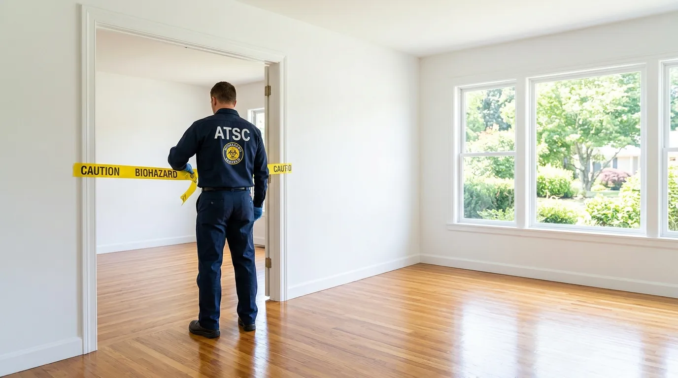 Certified biohazard cleanup crew performing Trauma Scene Cleanup in Ralston